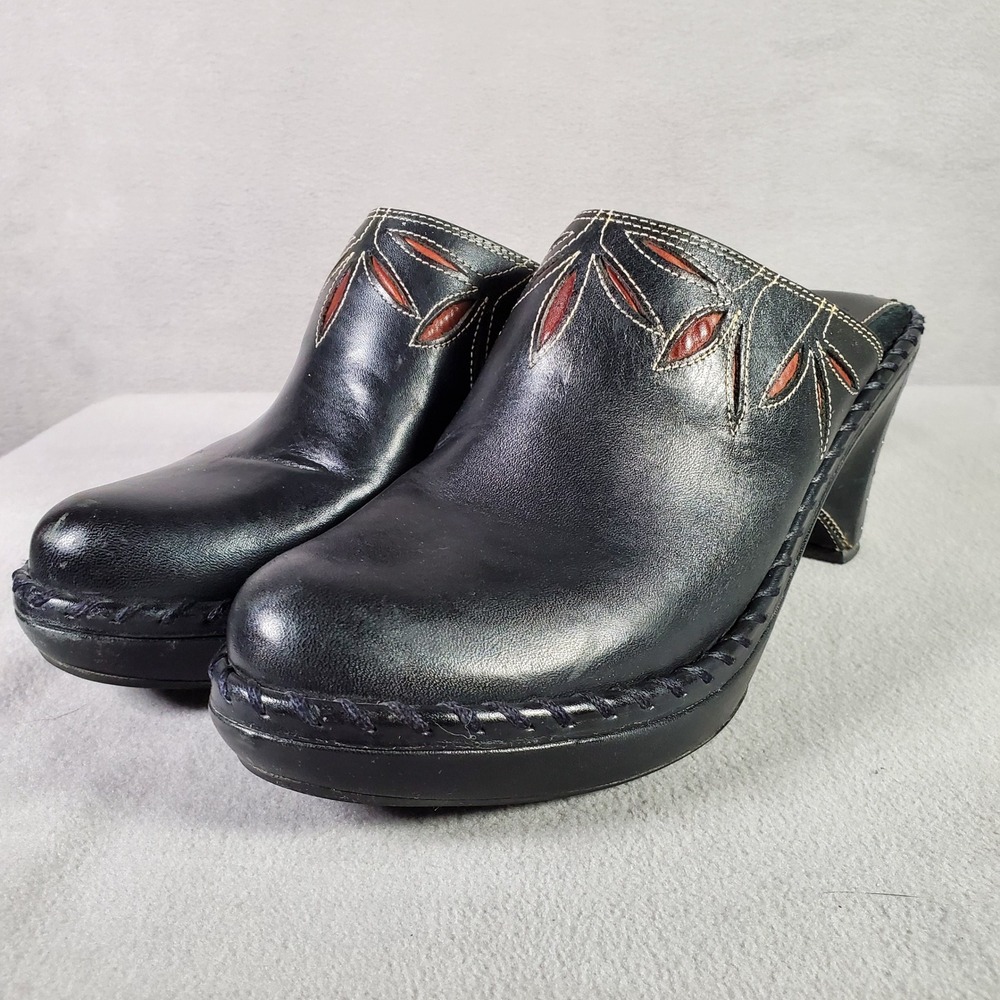 Frye Clogs Women 8.5 Black Leather Charlotte Mule Vintage Boho Western 70115